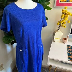 Enfocus Studio Blue Ribbed Sheath Dress